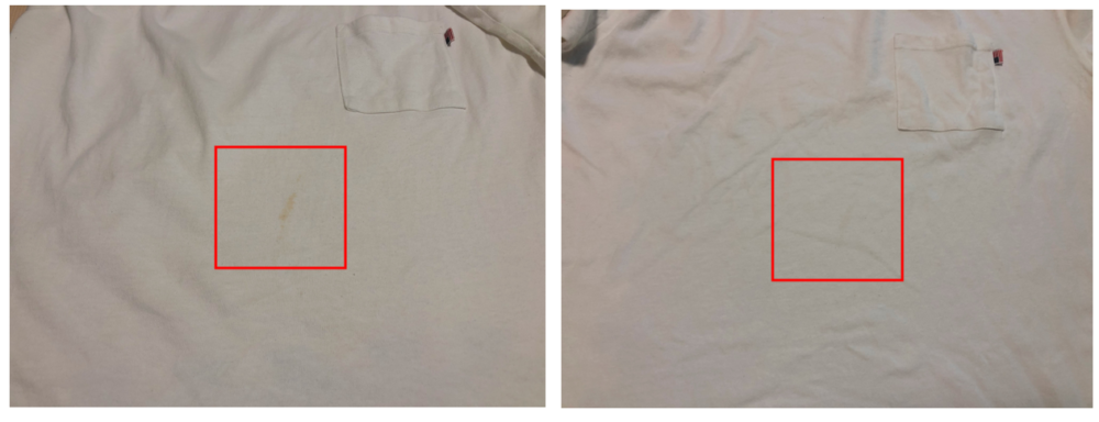 白のTシャツにコーヒーをこぼしたのでマグネシム(洗濯まぐちゃん)を使って洗った
きれいに目立たなくなりました。